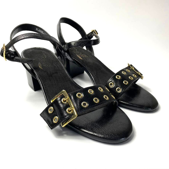 Women's Aerosoles Heel Rest Cushion Black Heel Grommet Buckle Sandal Black 9 - Picture 6 of 6